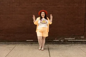 tandy button down in bright cantaloupe