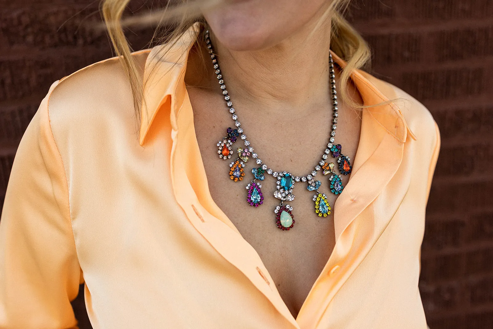 tandy button down in bright cantaloupe