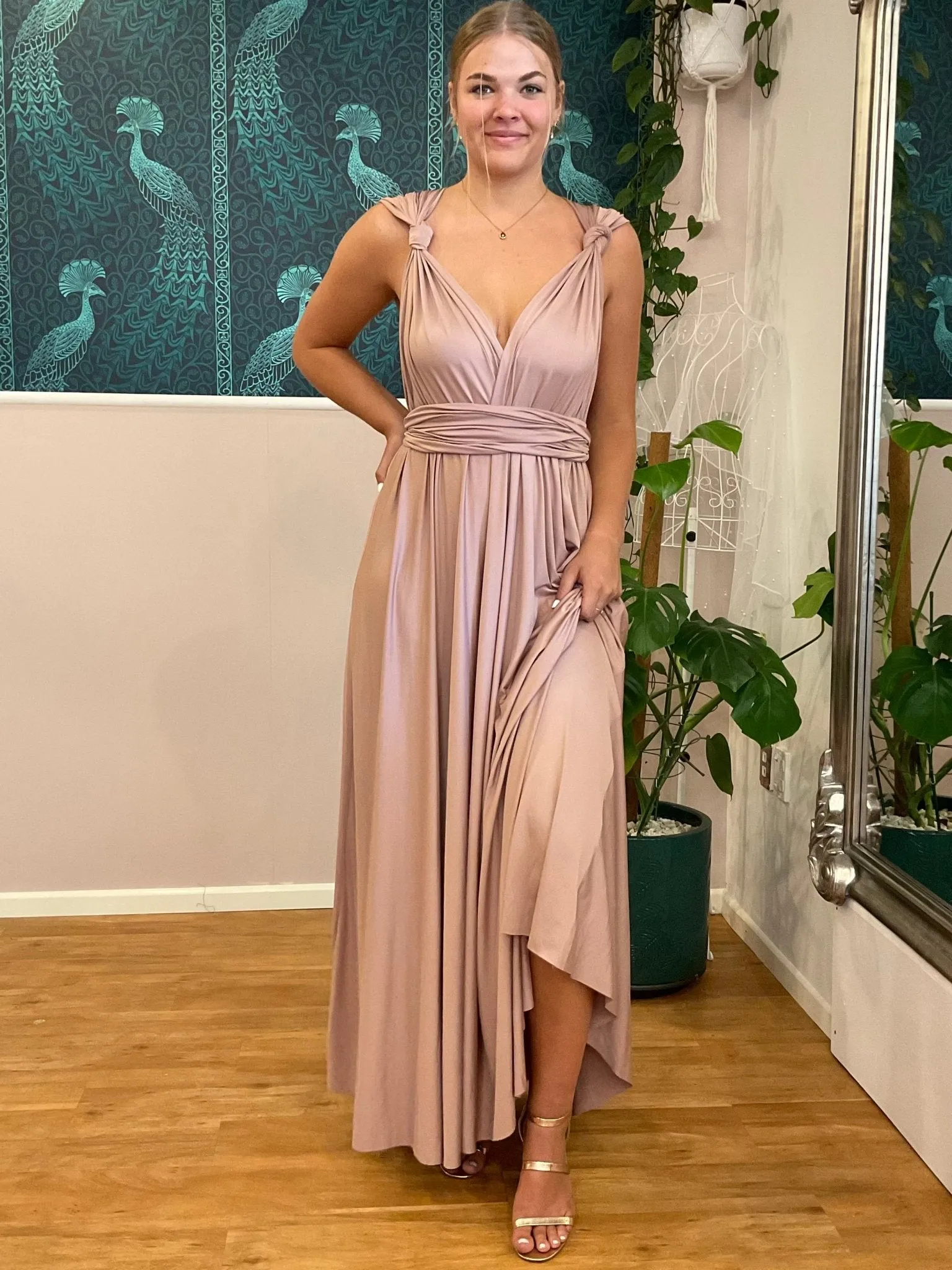 Taupe Convertible Infinity bridesmaid dress Express NZ wide