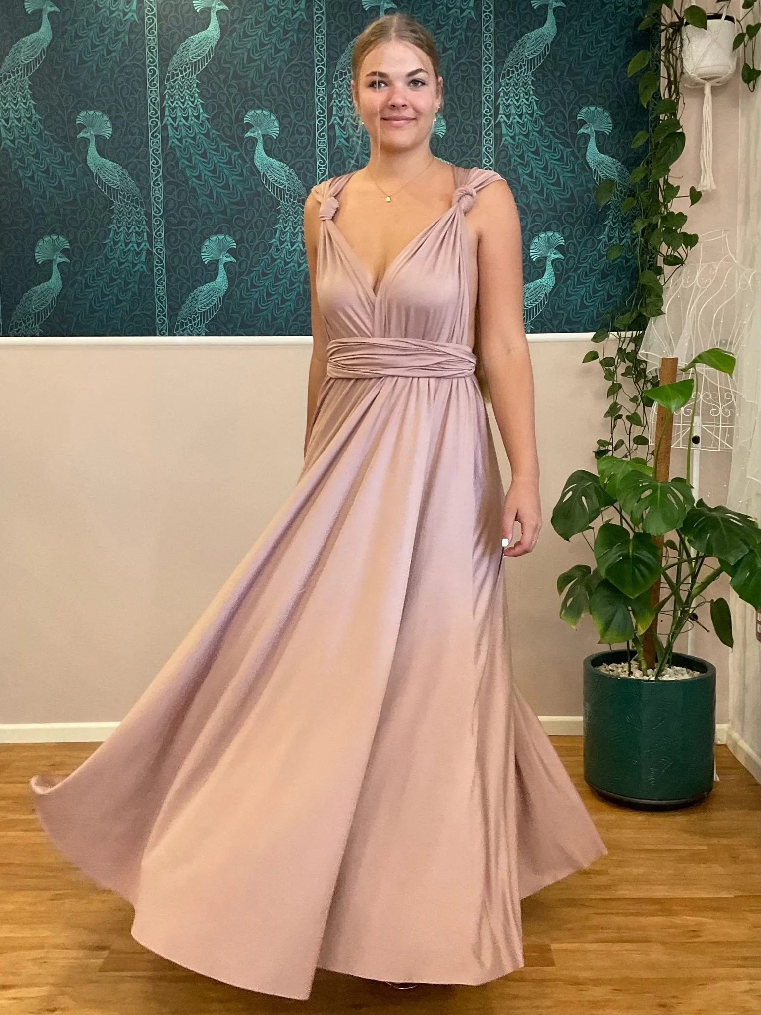 Taupe Convertible Infinity bridesmaid dress Express NZ wide