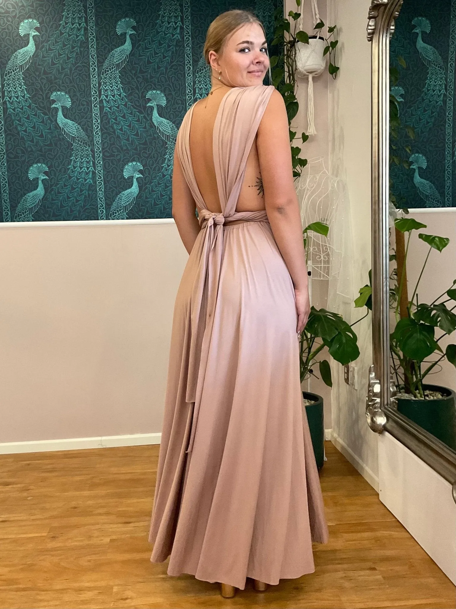 Taupe Convertible Infinity bridesmaid dress Express NZ wide
