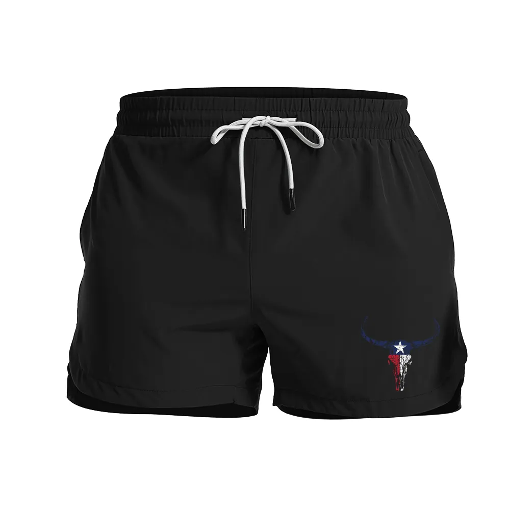 Texas Longhorn Skull Graphic Shorts