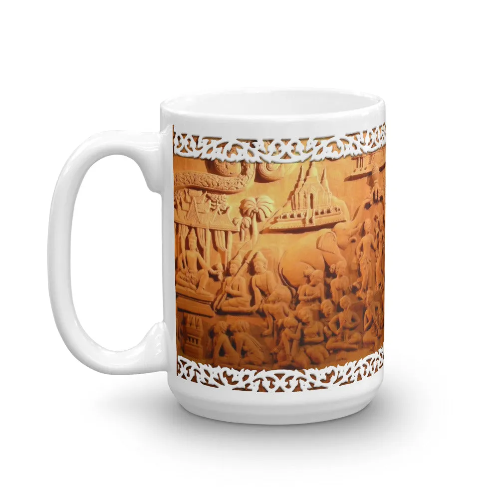 Thai Buddhist Wood Carving Coffee Mug