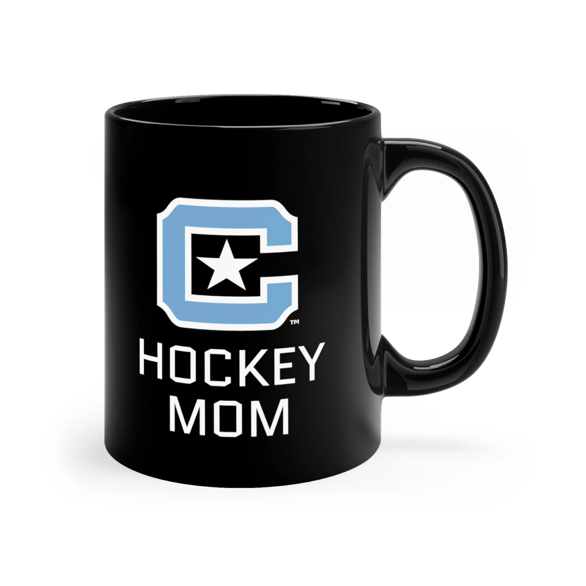 The Citadel Block C Logo, Club Sports Hockey Mom, Black Mug, 11oz