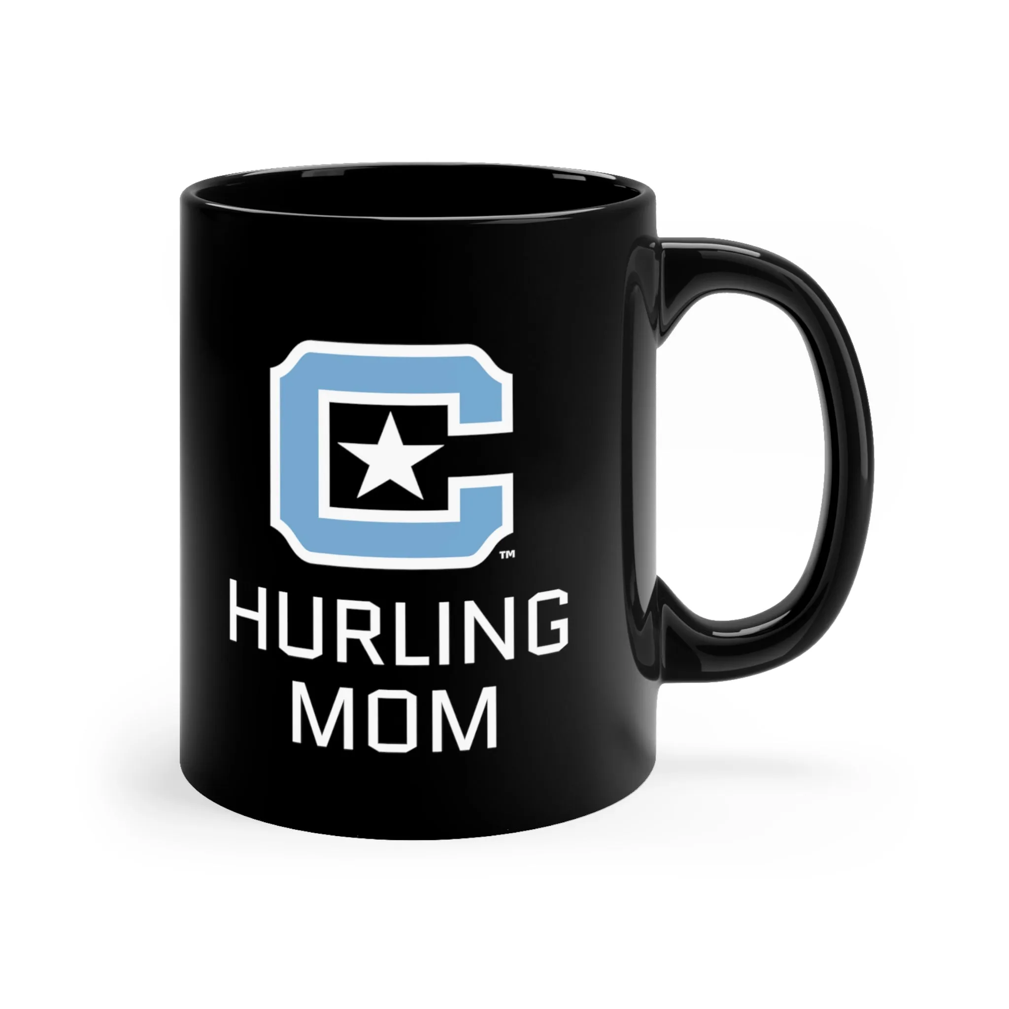The Citadel Block C Logo, Club Sports Hurling Mom, Black Mug, 11oz