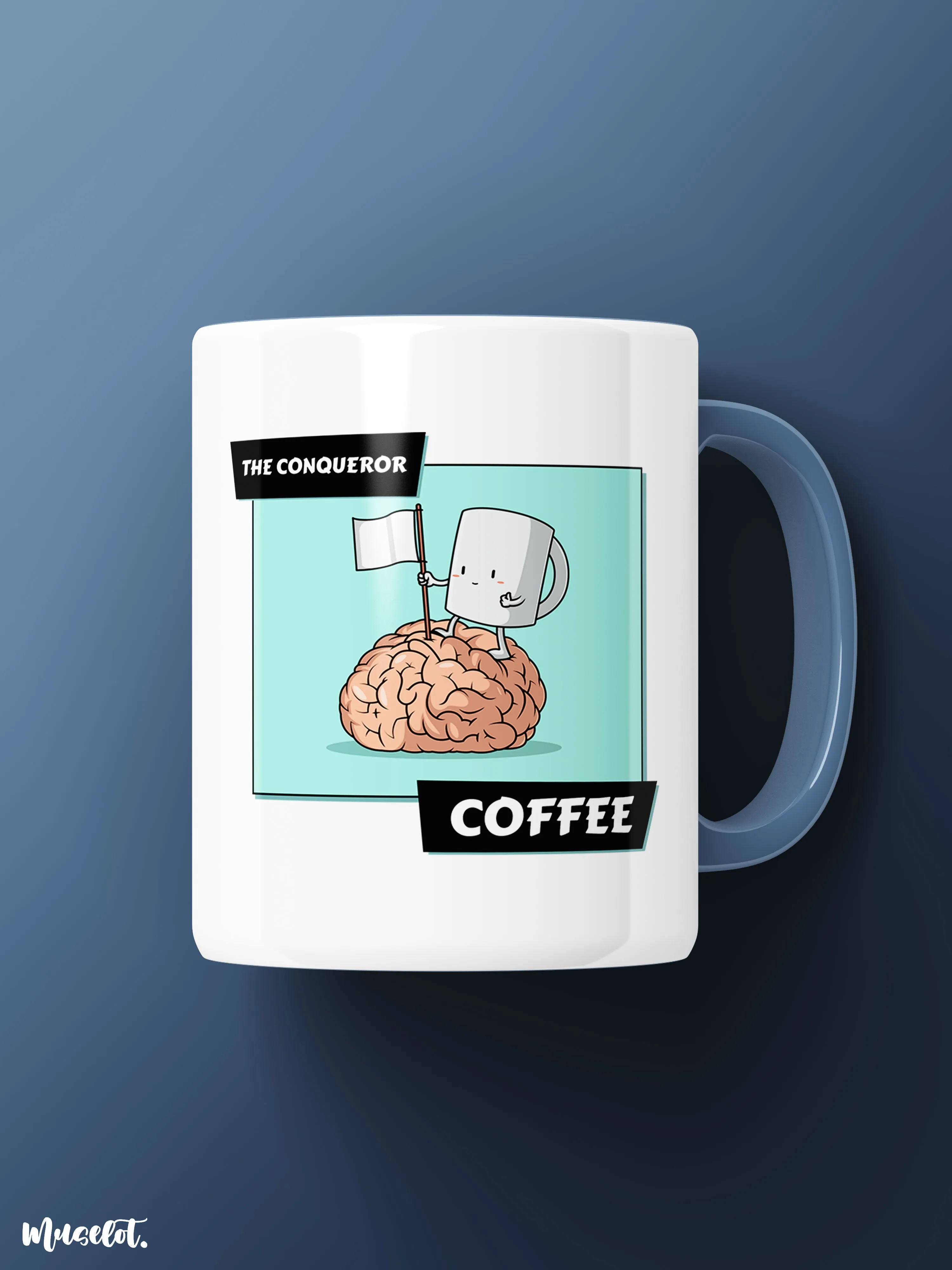 The conqueror coffee printed mugs