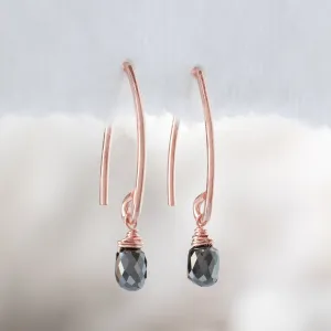 The Simple Black Diamond Drop Earrings | Rose Gold Filled