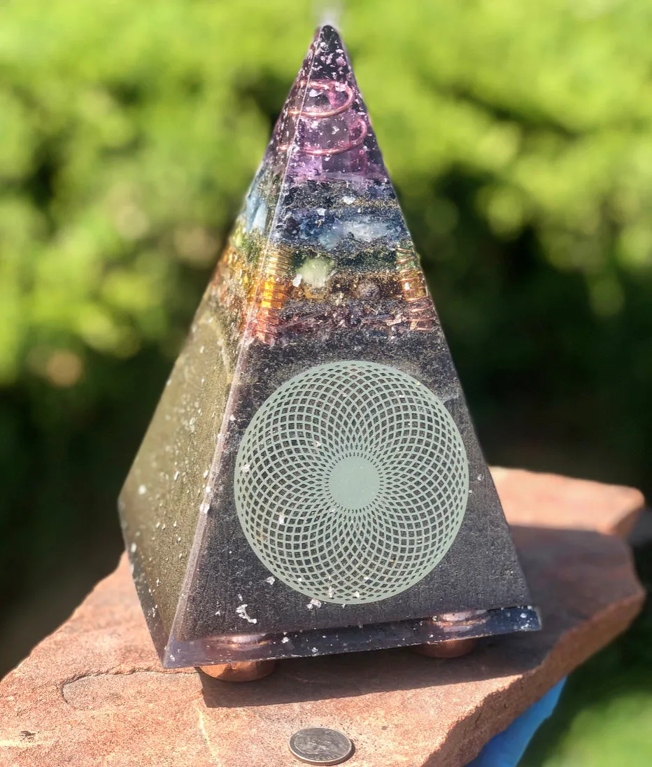 The “Sleek Tensor Ring Nubian Chakra” Orgone Pyramid
