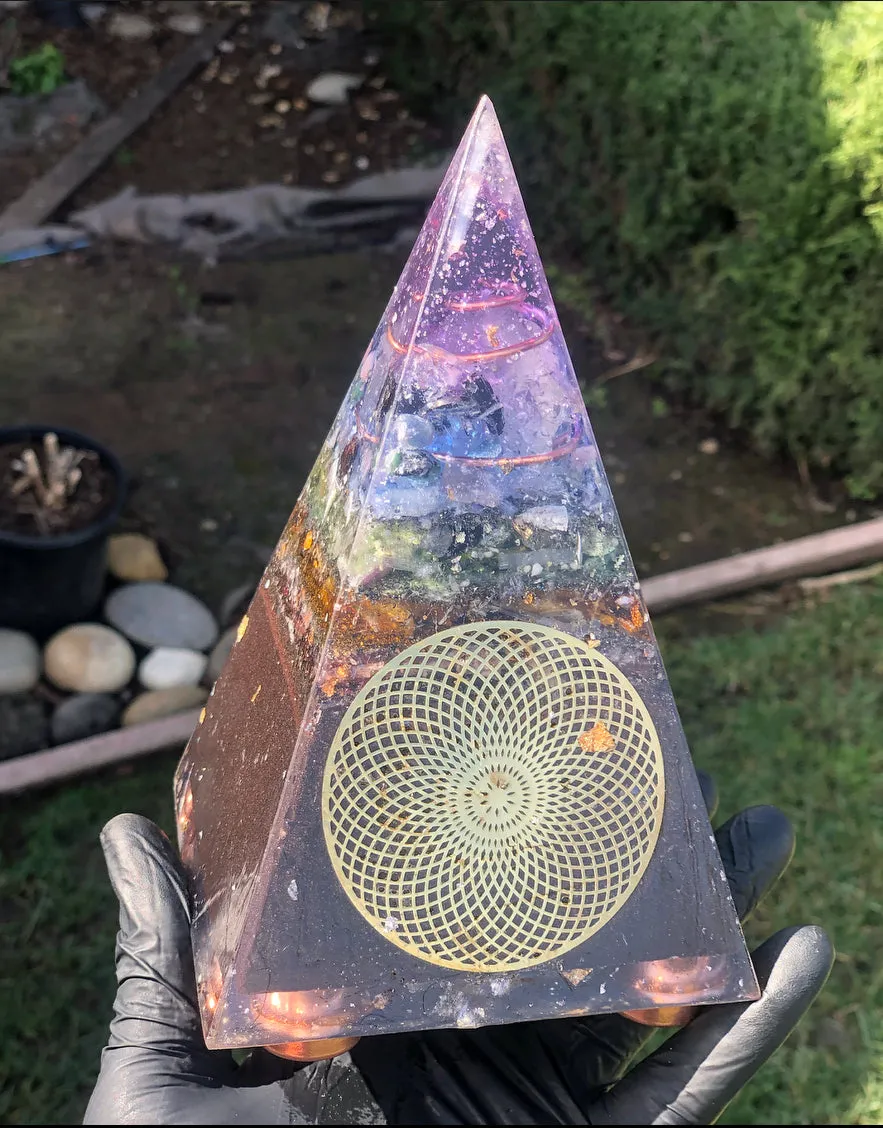 The “Sleek Tensor Ring Nubian Chakra” Orgone Pyramid