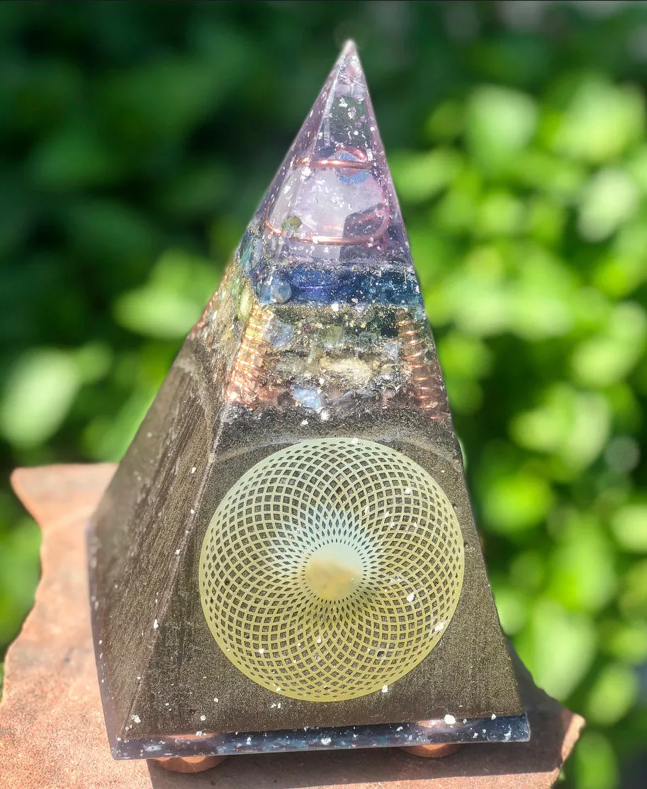 The “Sleek Tensor Ring Nubian Chakra” Orgone Pyramid