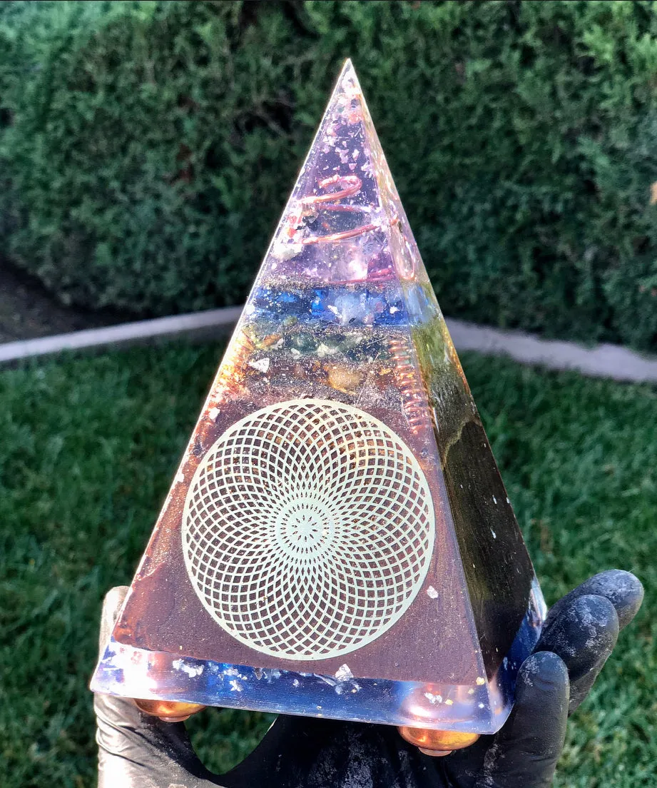 The “Sleek Tensor Ring Nubian Chakra” Orgone Pyramid