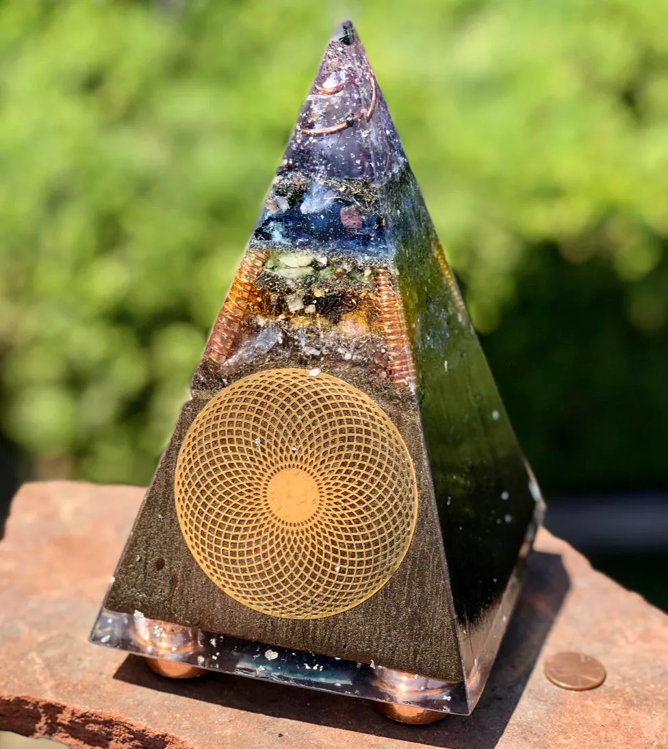 The “Sleek Tensor Ring Nubian Chakra” Orgone Pyramid