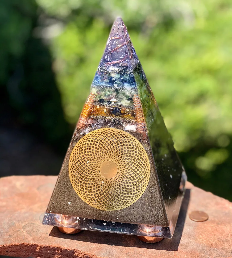 The “Sleek Tensor Ring Nubian Chakra” Orgone Pyramid