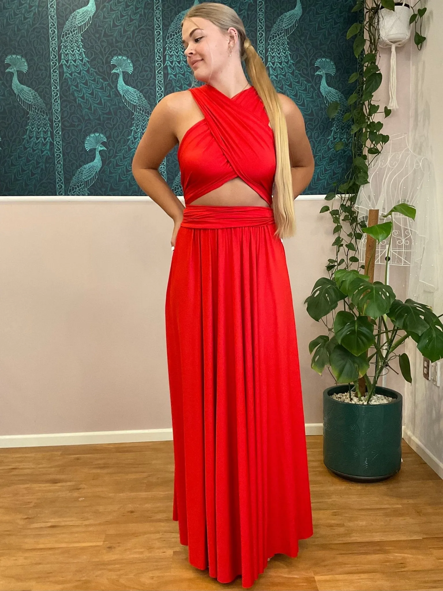 Tomato Red Convertible Infinity bridesmaid dress Express NZ wide