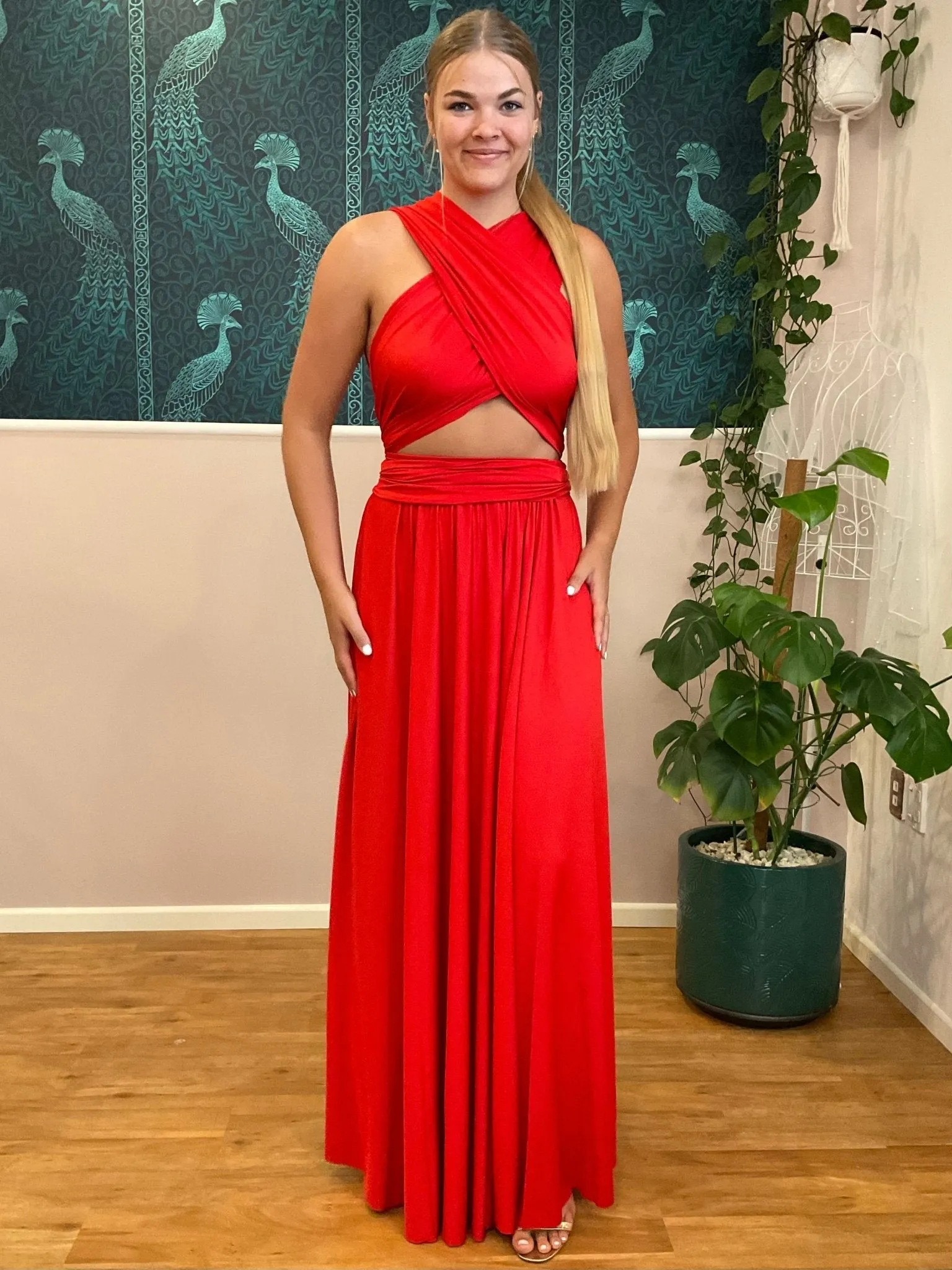 Tomato Red Convertible Infinity bridesmaid dress Express NZ wide