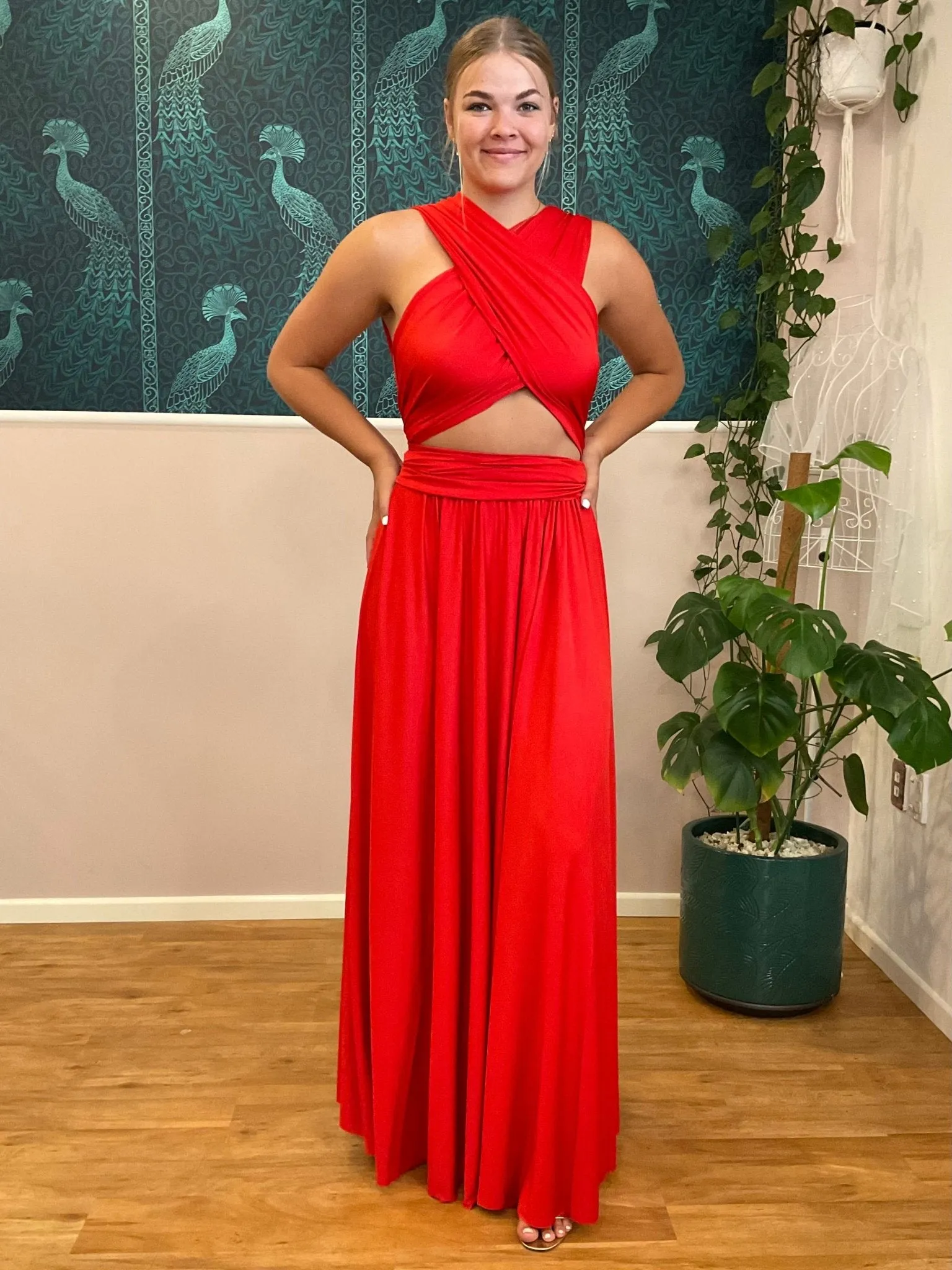 Tomato Red Convertible Infinity bridesmaid dress Express NZ wide