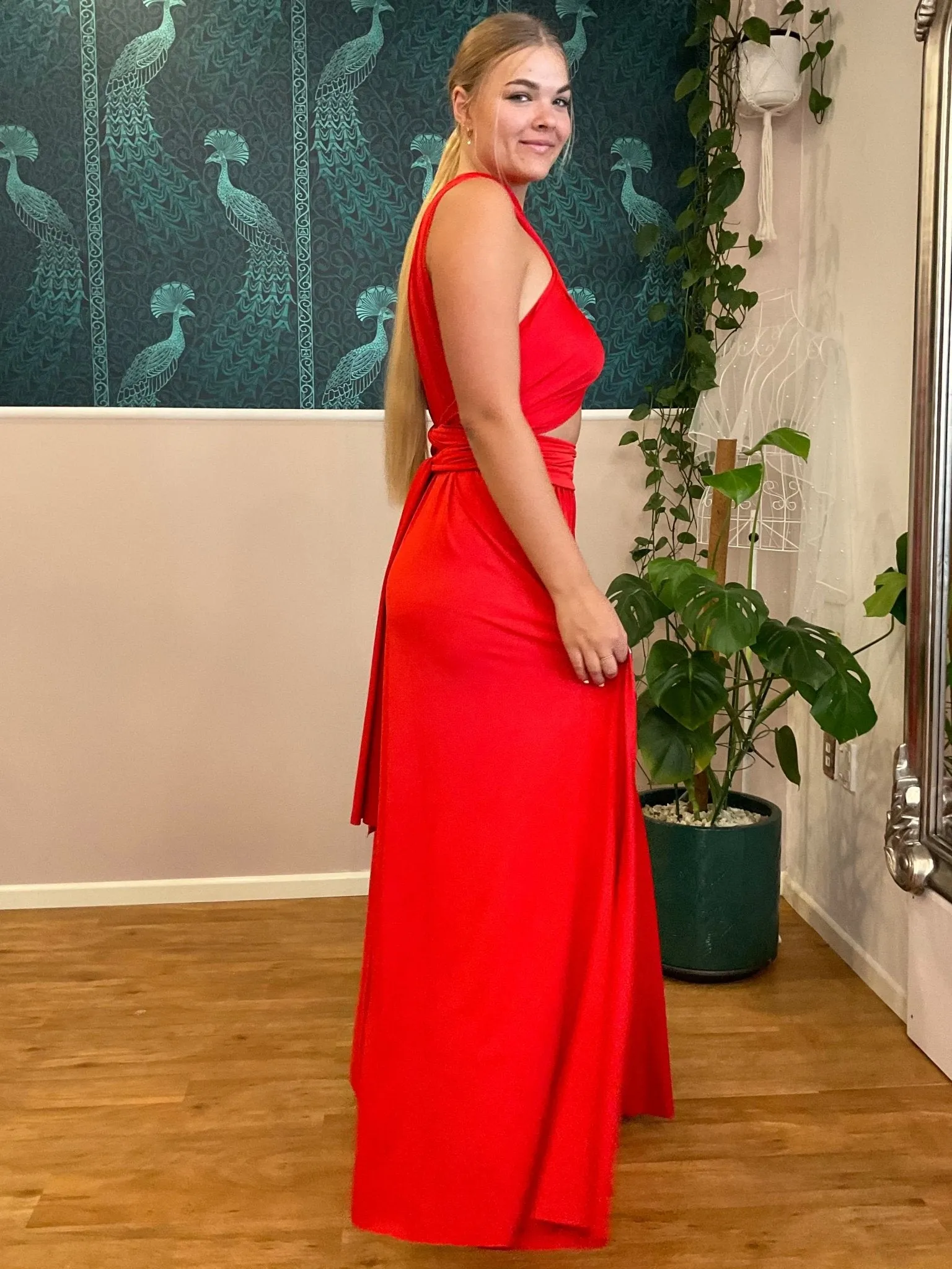 Tomato Red Convertible Infinity bridesmaid dress Express NZ wide