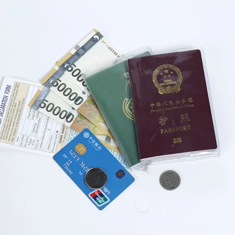 Transparent Passport Cover PVC Waterproof Durable Protective Case for Passport Wallet Business Credit Cards Documents Protective Case Pouch
