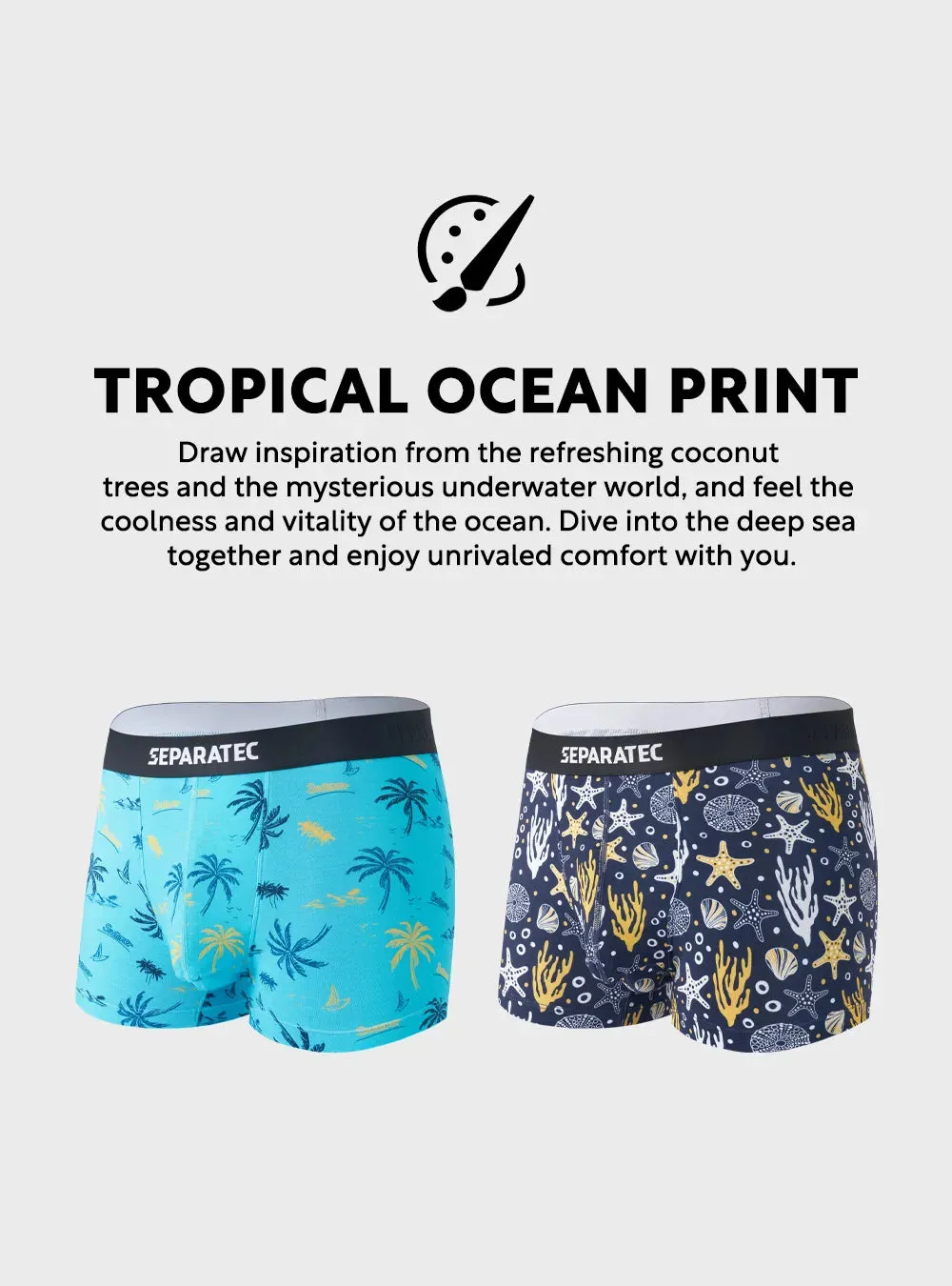 Tropical Ocean Printed Bamboo Rayon Trunks 3 Pack