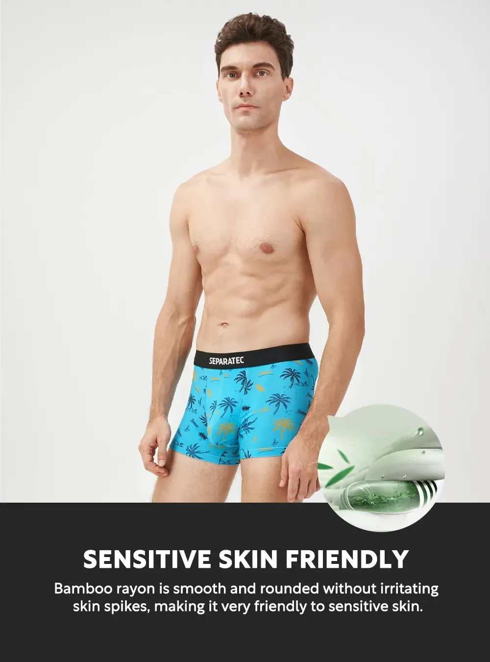 Tropical Ocean Printed Bamboo Rayon Trunks 3 Pack