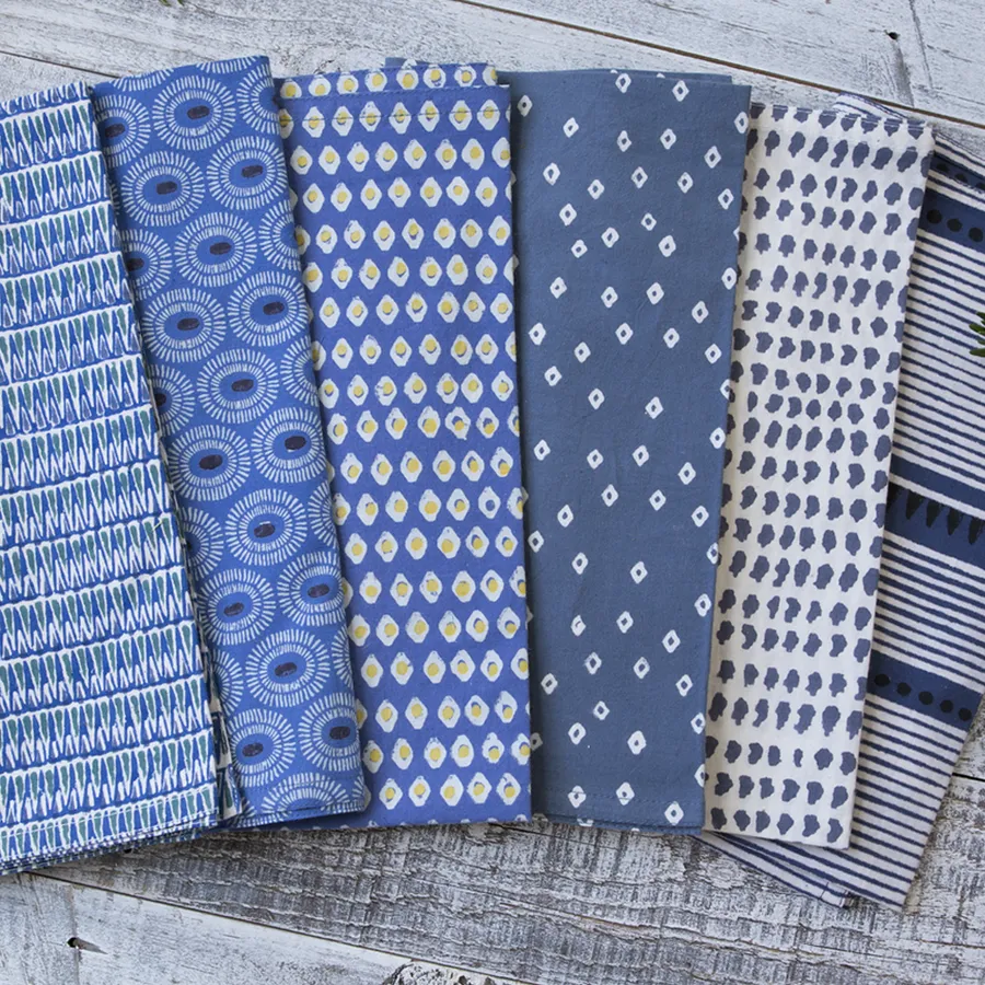 Troye Ocean Block Printed napkins
