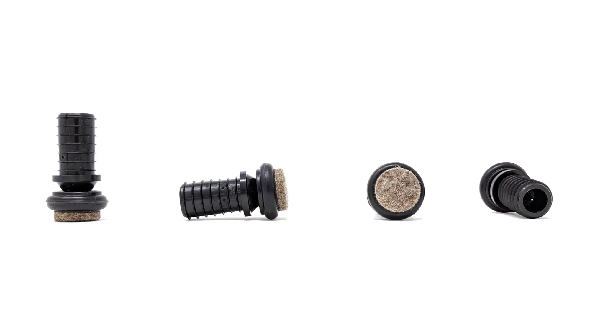 Tube Inserts with Felt Base for Angled Chair Legs with 15mm Inside Diameter (23mm Felt) | Made in Germany | Keay Vital Parts