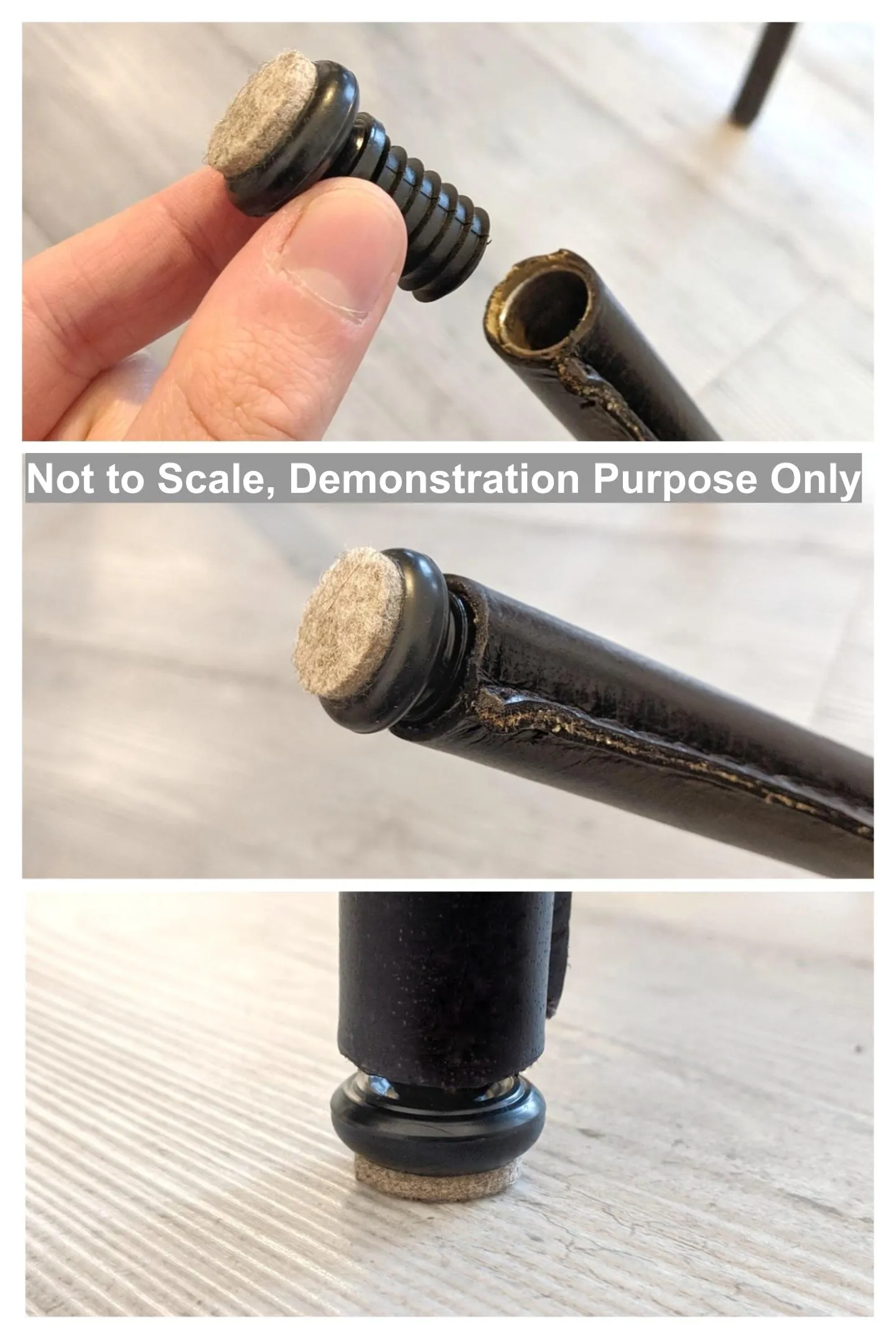 Tube Inserts with Felt Base for Angled Chair Legs with 18mm Inside Diameter (23mm Felt) | Made in Germany | Keay Vital Parts