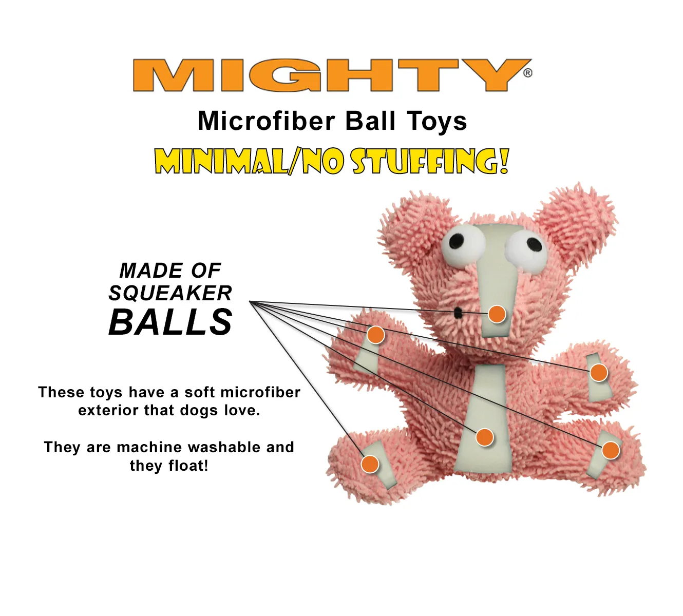 Tuffy Dog Toys - VIP Products - Mighty Jr Microfiber Ball Rabbit, Durable, Squeaky Dog Toy