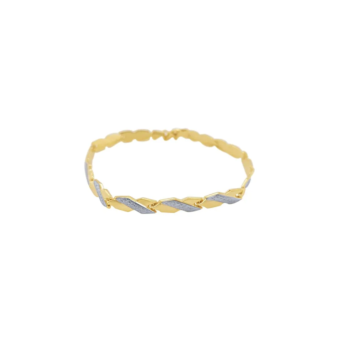 Two Tone Angled Bracelet in 9ct Yellow Gold Silver Infused