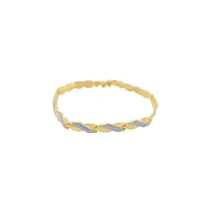 Two Tone Angled Bracelet in 9ct Yellow Gold Silver Infused