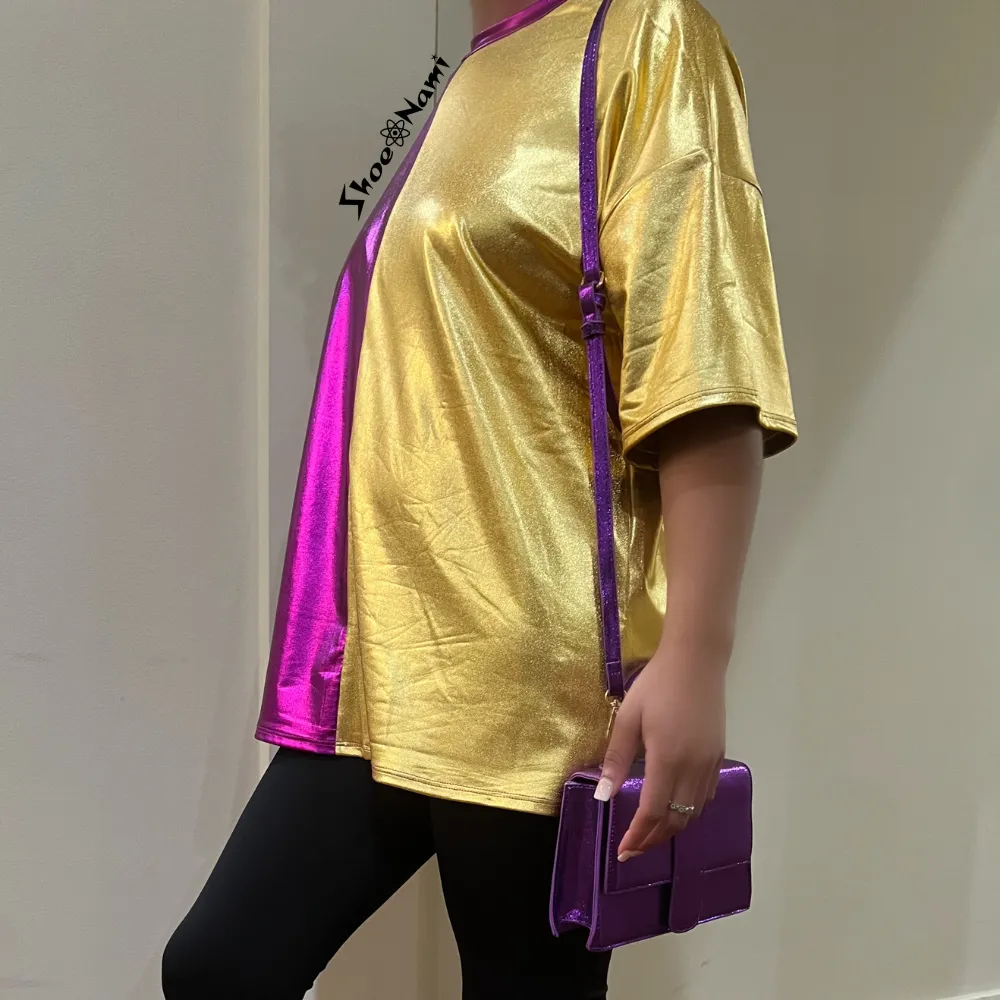 TWO TONE MARDI GRAS TOP Purple/Gold