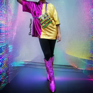 TWO TONE MARDI GRAS TOP Purple/Gold