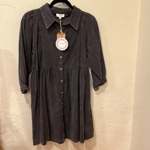 UMGEE USA CORDUROY DRESS DARK GRAY SIZE: SMALL