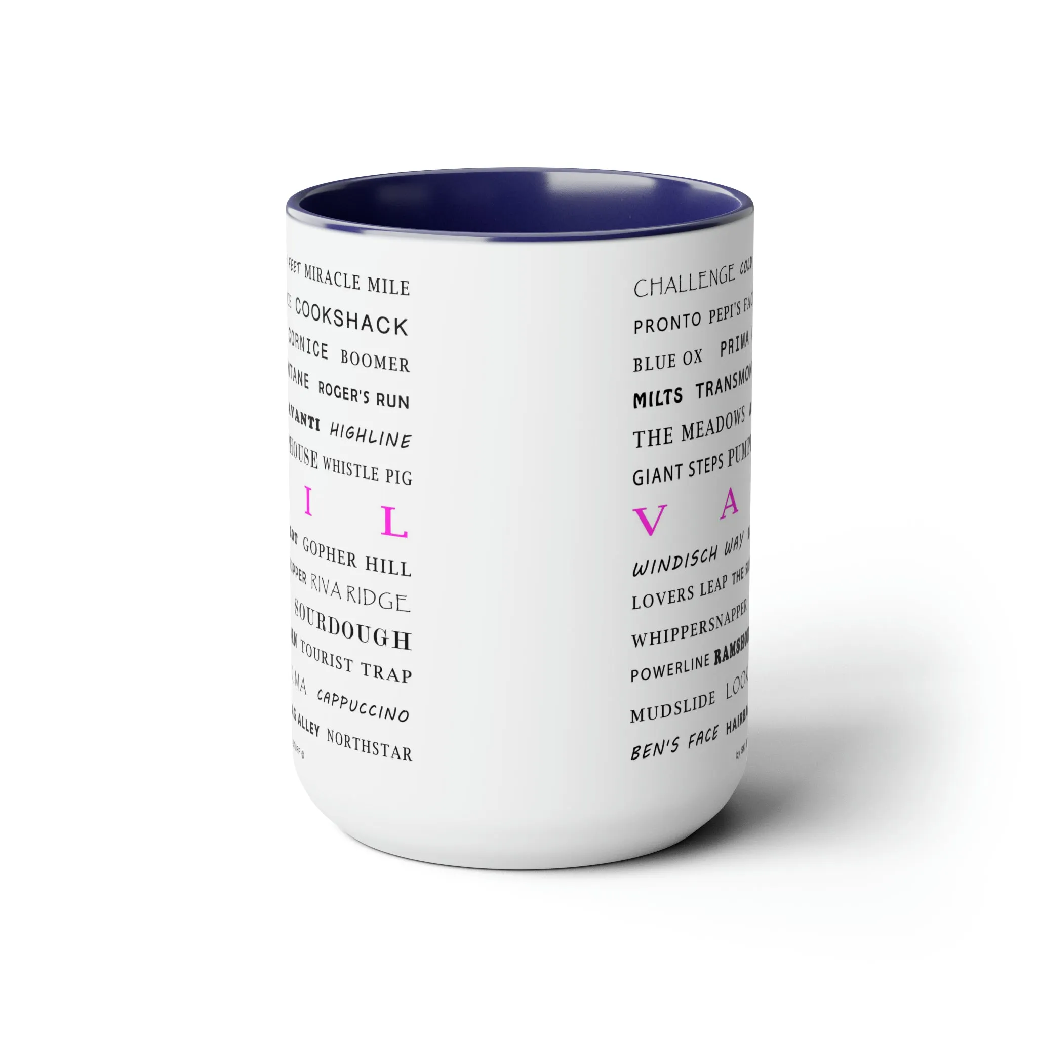 Vail Ski Resort Trail Names - Two-Tone Coffee Mug, 15oz