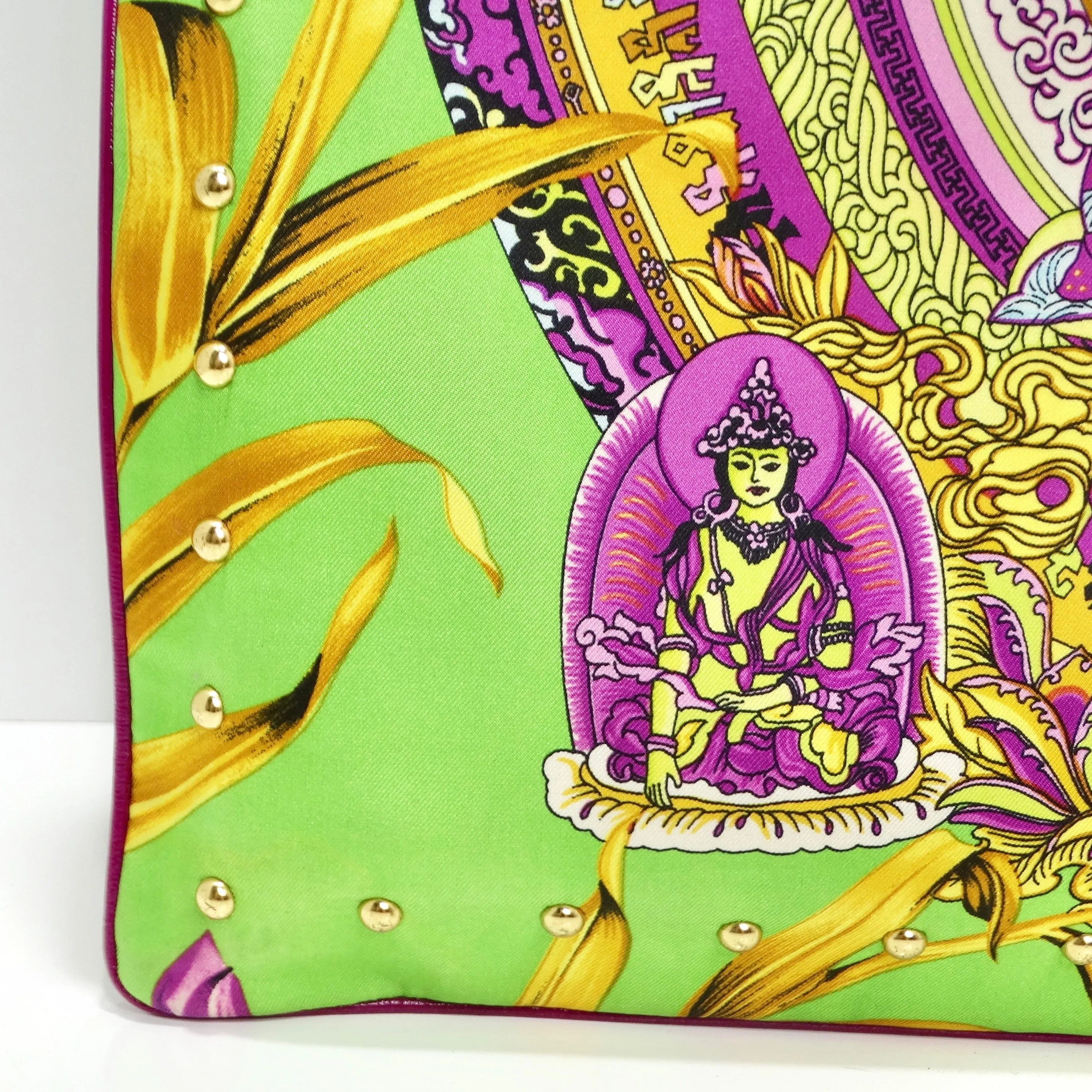 Versace 90s Buddha Print Flat Tote Bag