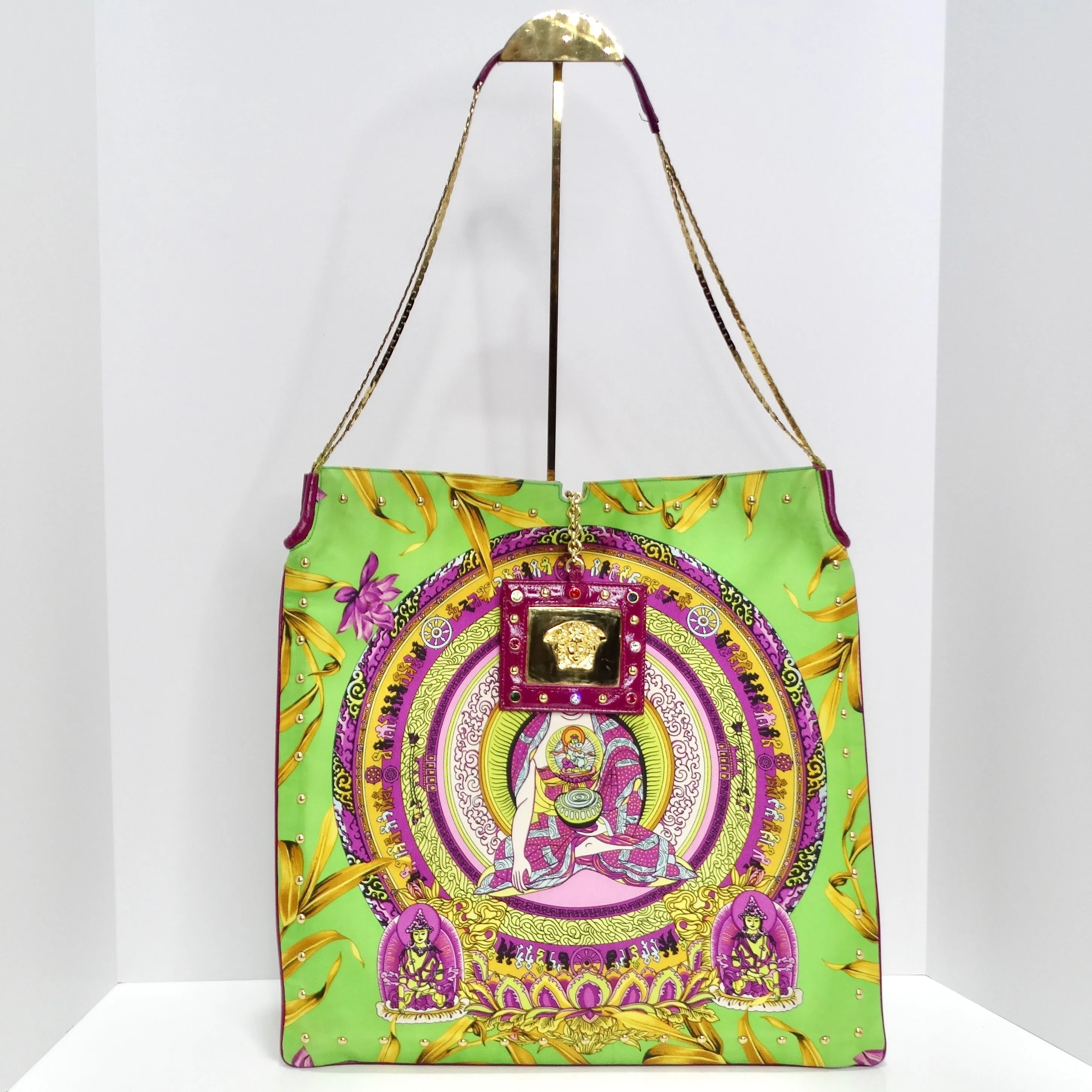 Versace 90s Buddha Print Flat Tote Bag