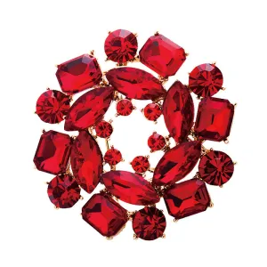Vintage Alloy Crystal Round Brooch For Wedding Party