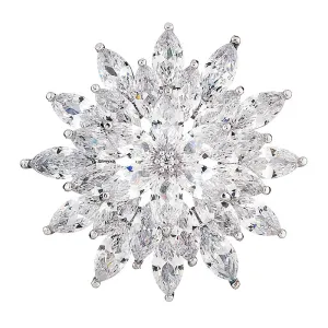 Vintage Alloy Floral Brooch For Female Zircon Mosaic Pin