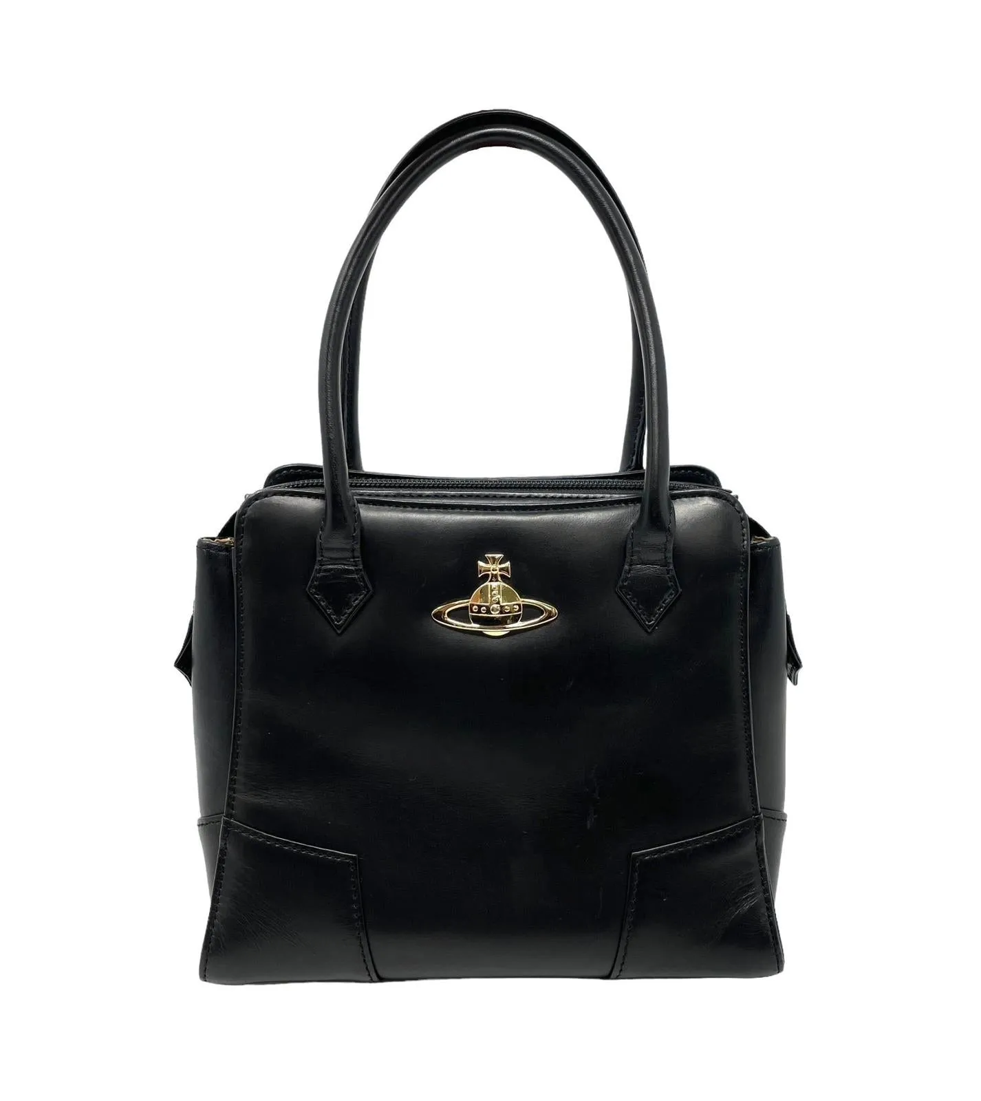Vivienne Westwood Black Leather Top Handle Bag
