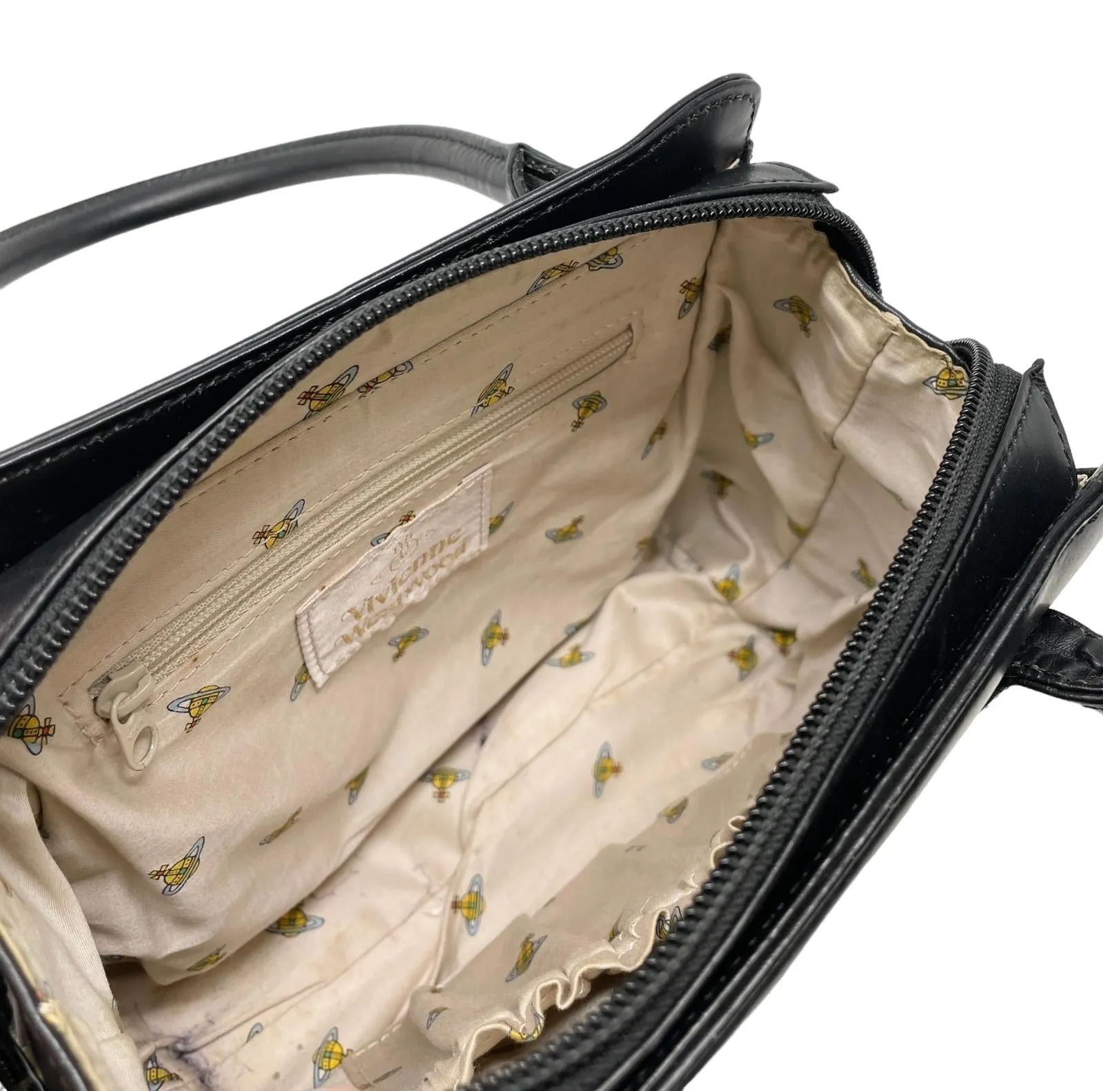 Vivienne Westwood Black Leather Top Handle Bag