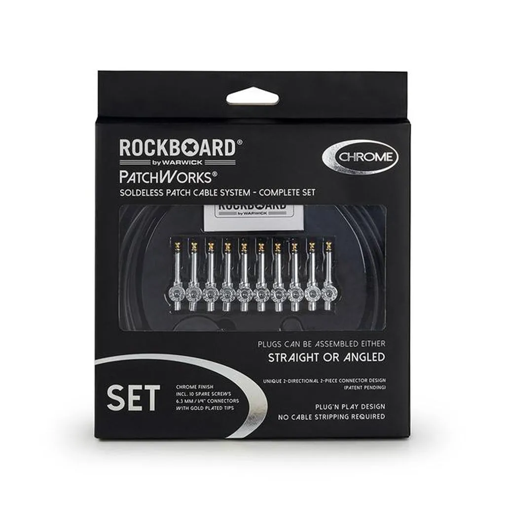Warwick PatchWorks Solderless Patch Cable Set, 10 plugs, Chrome