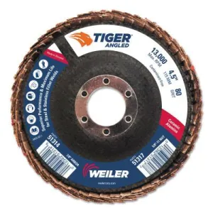 Weiler® Tiger Angled Flap Disc, 7/8 in, 80 Grit, 10 per Box, 51314