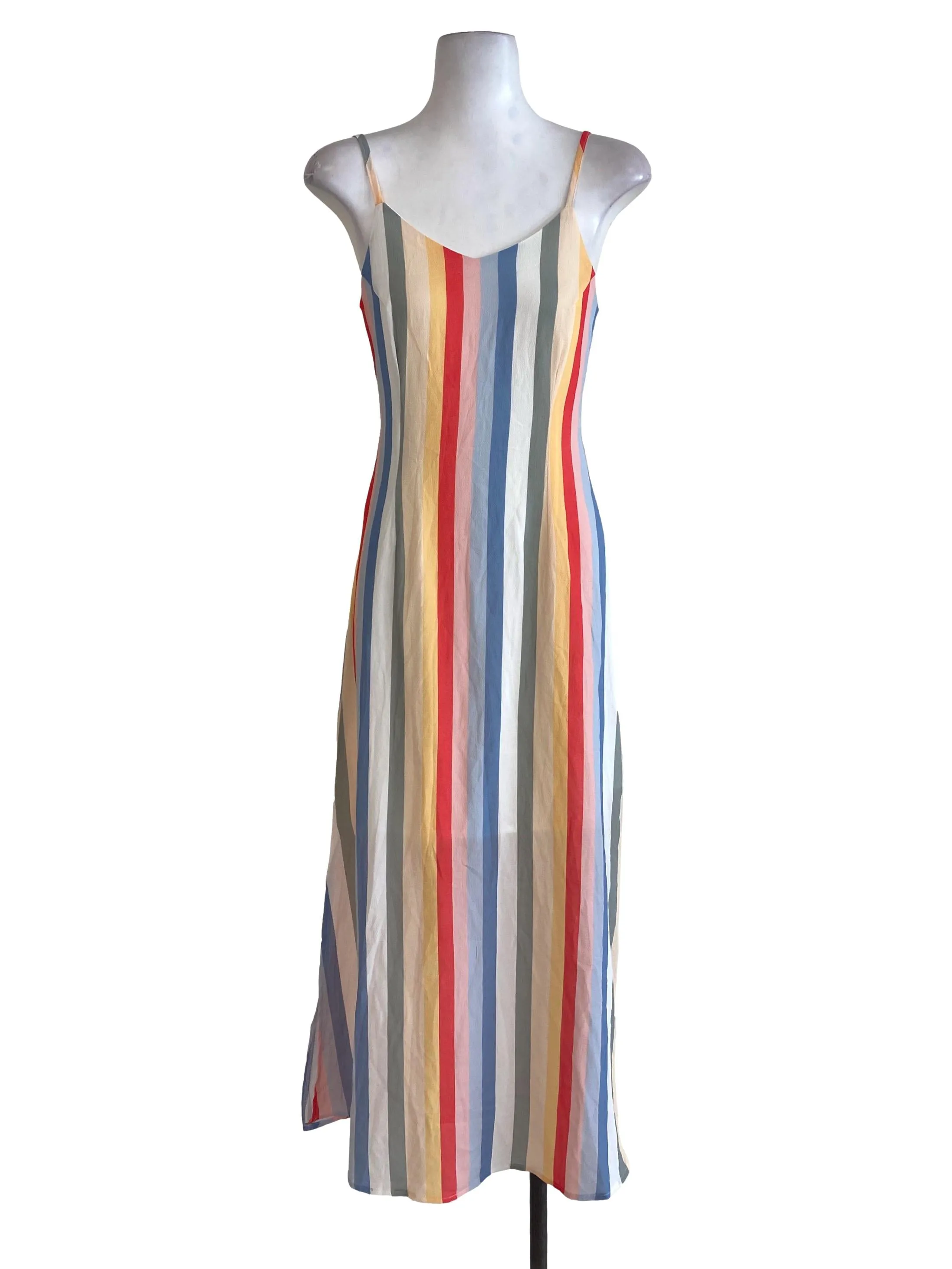 White Colorful Striped Dress