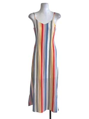 White Colorful Striped Dress
