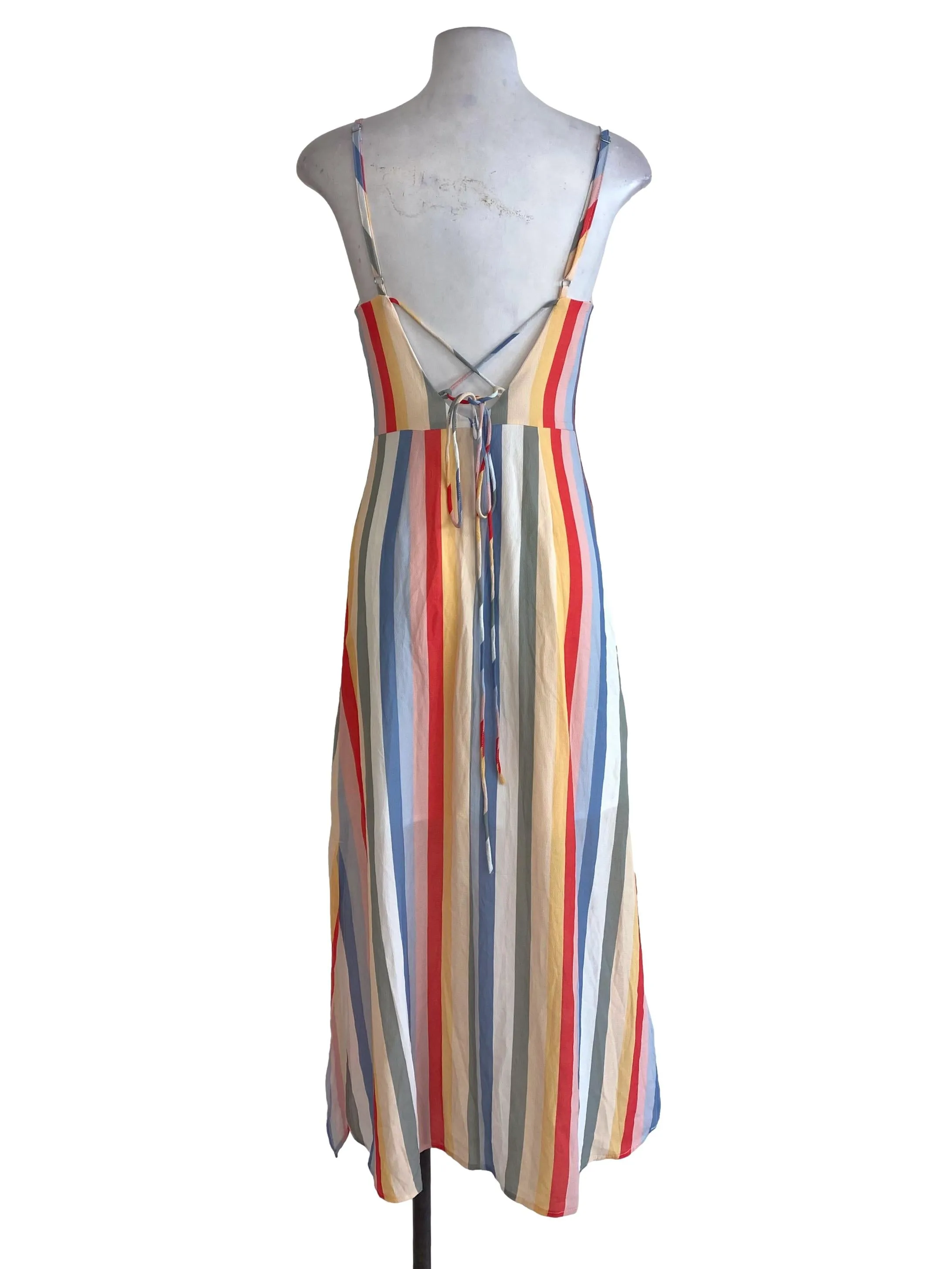 White Colorful Striped Dress