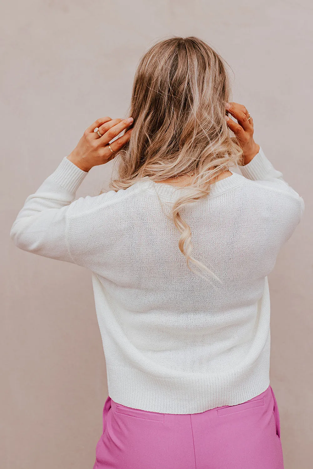 White Heart XOXO Pattern Casual Sweater