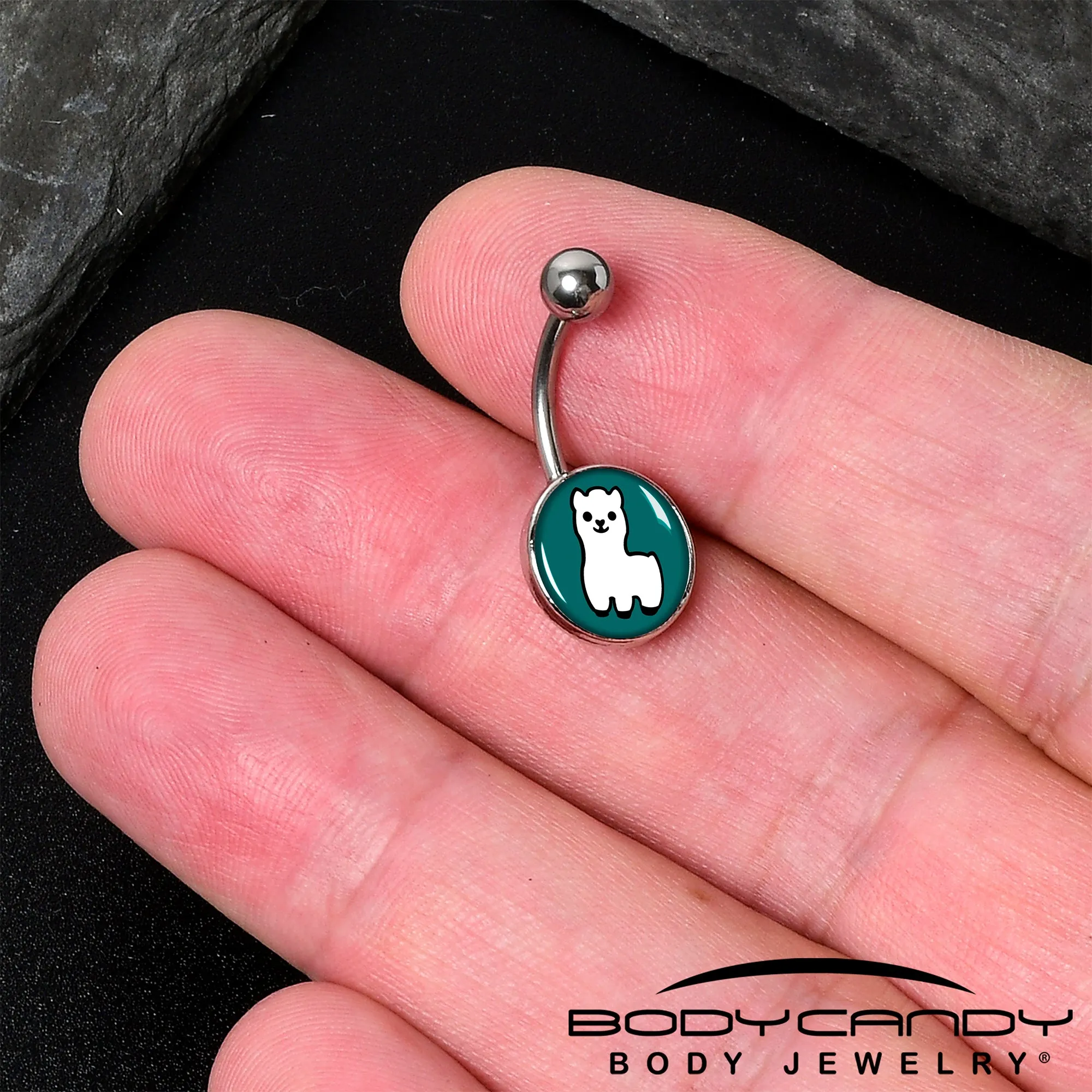 White Llama Belly Ring