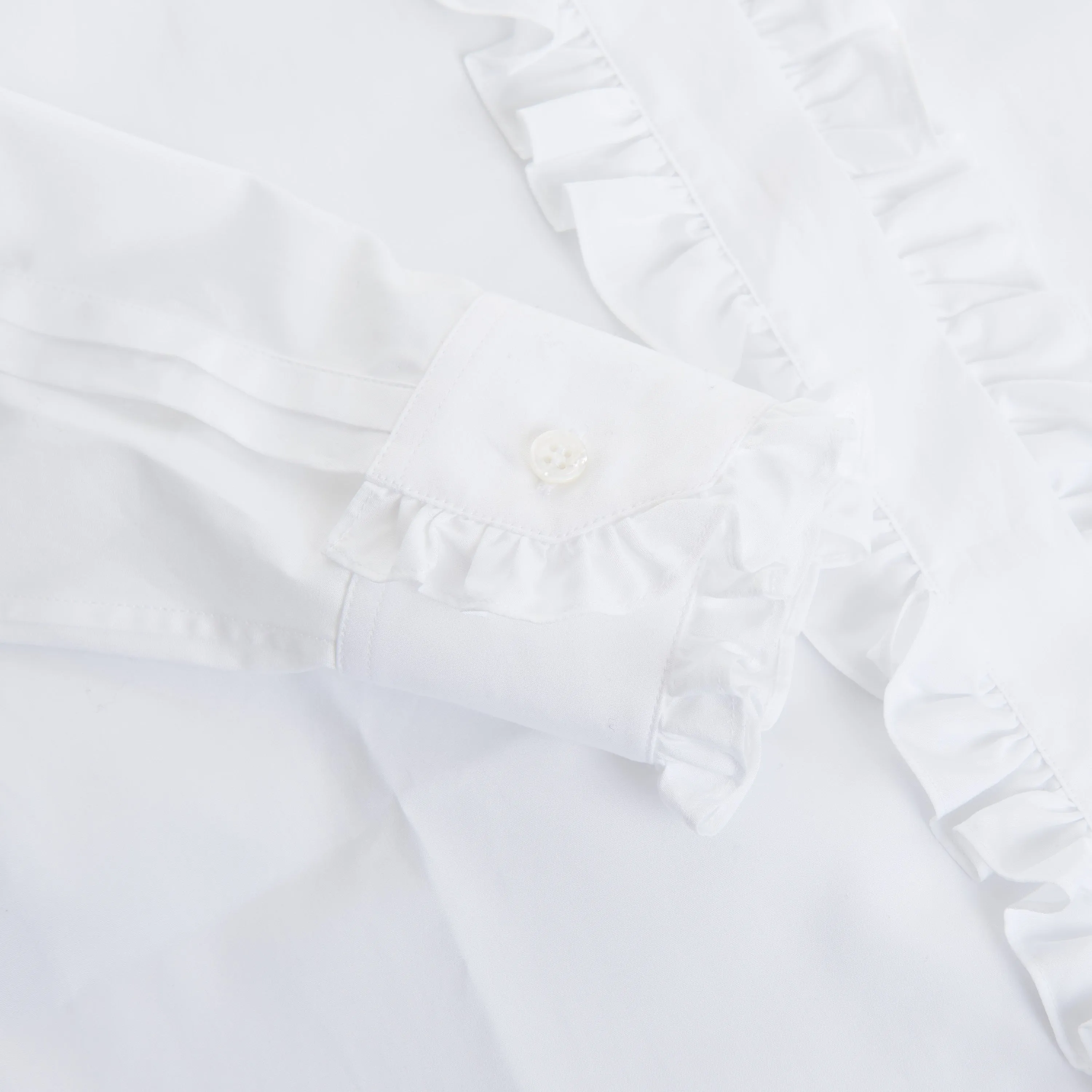 White Ruffled Shirt - Poplin Cotton
