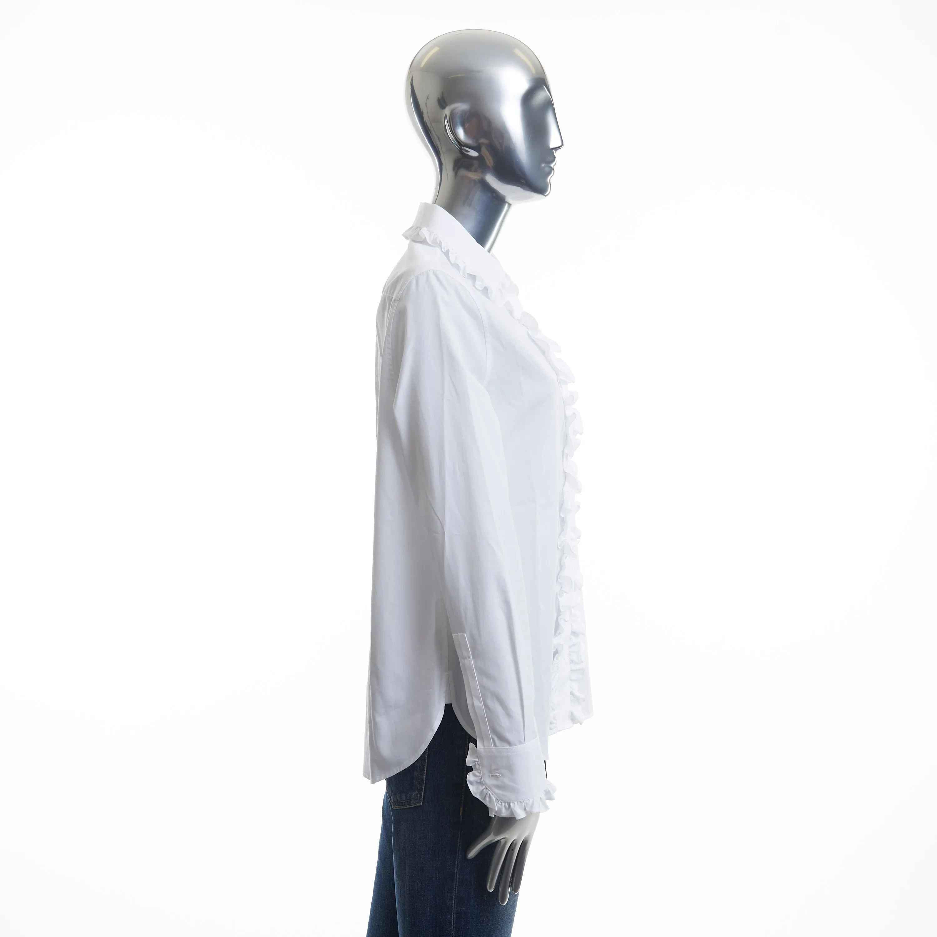 White Ruffled Shirt - Poplin Cotton