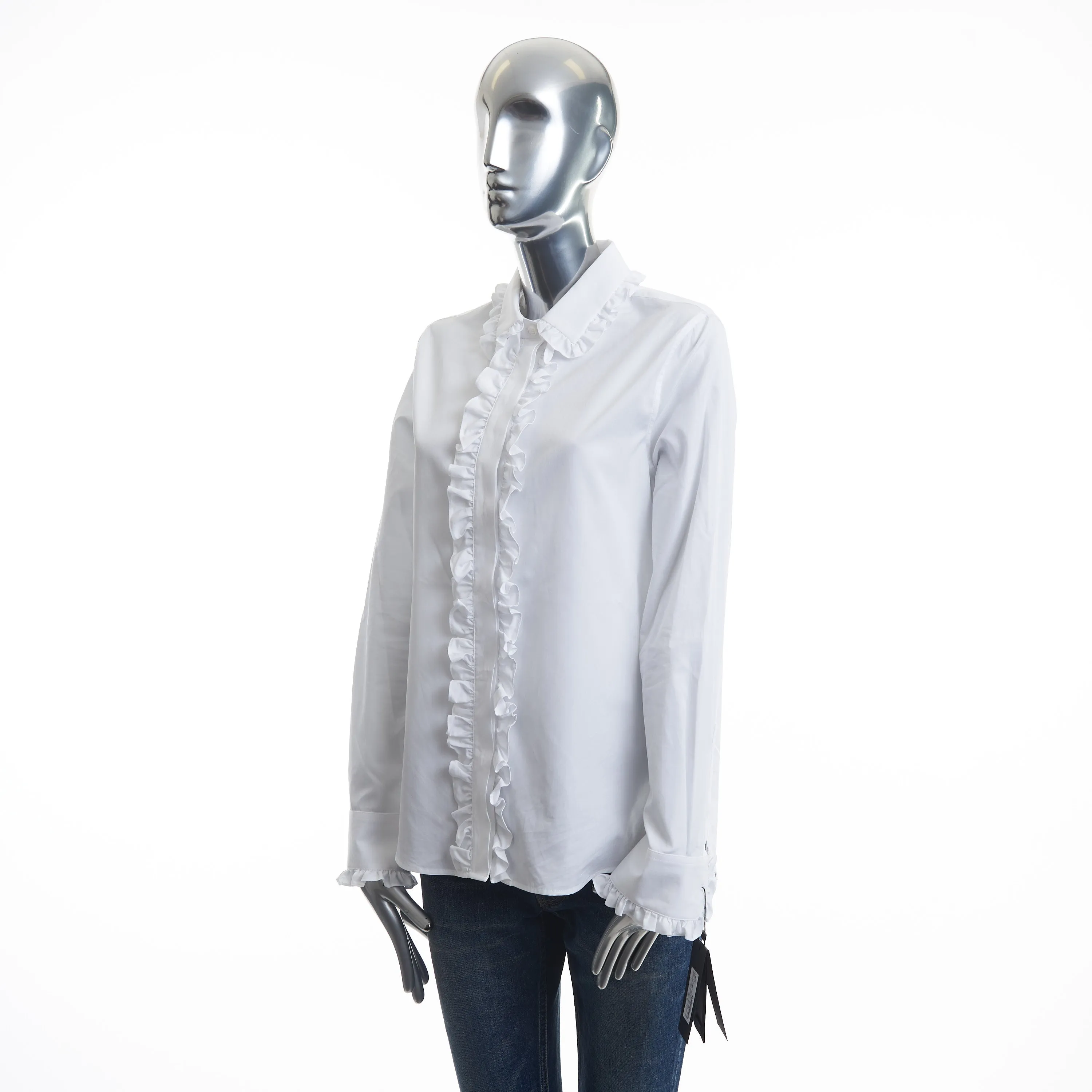 White Ruffled Shirt - Poplin Cotton